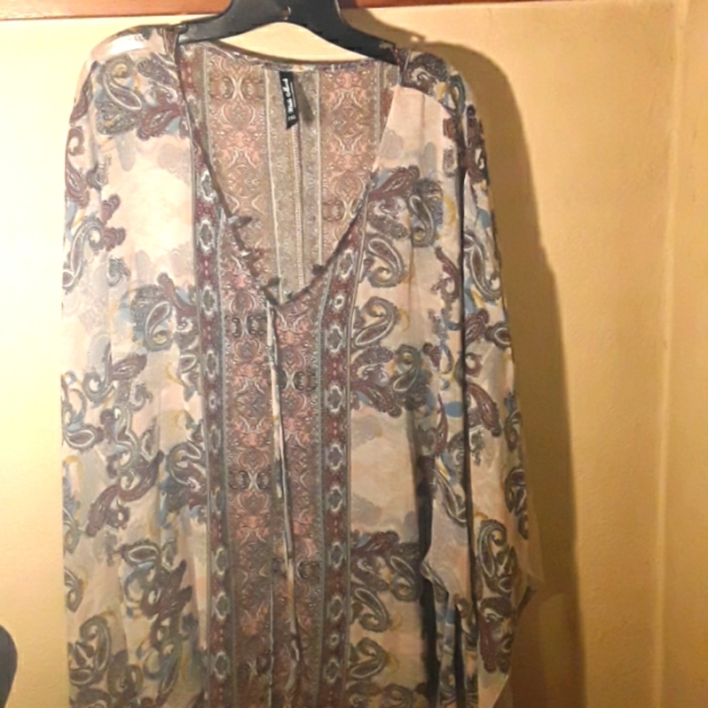 White Mark Plus Size "Breeze" Poncho Top/Tunic - 3XL